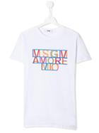 Msgm Kids Teen Amore Mio T-shirt - White