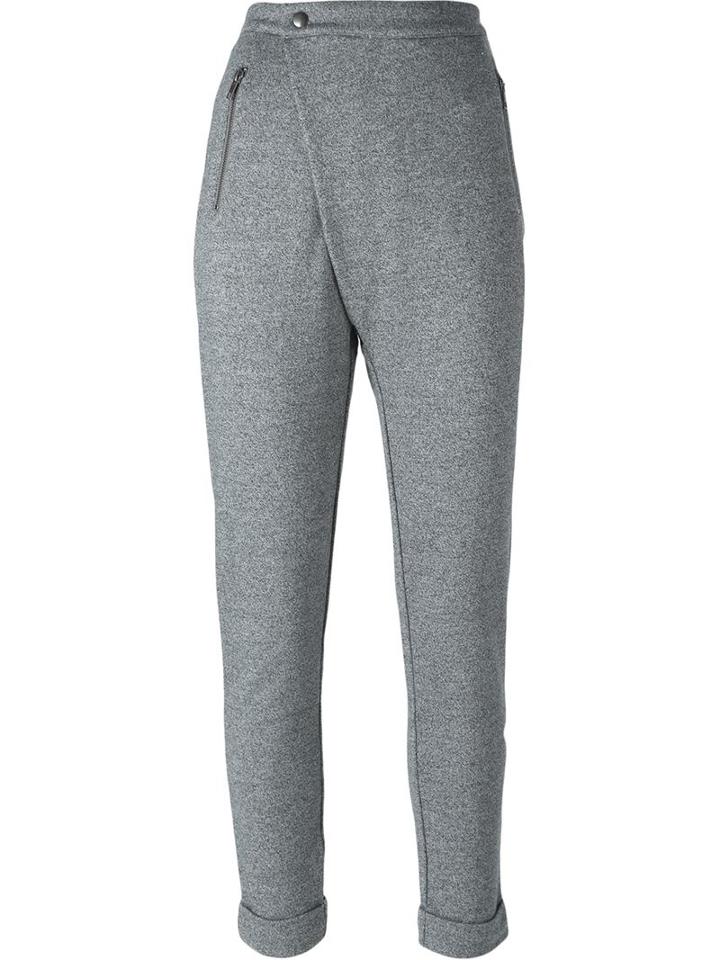 Steffen Schraut Asymmetric Front Slim Track Pants, Women's, Size: 38, Grey, Cotton