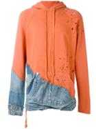 Denim Patchwork Hoodie - Men - Cotton - 3, Yellow/orange, Cotton, Greg Lauren