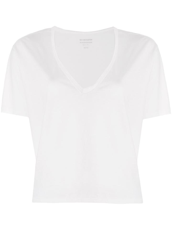 One Teaspoon Raw Hem V-neck T-shirt - White