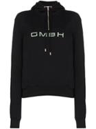 Gmbh Half Zip Logo Print Cotton Blend Hoodie - Black