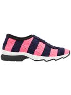 Fendi Striped Perforated Sneakers - Pink & Purple