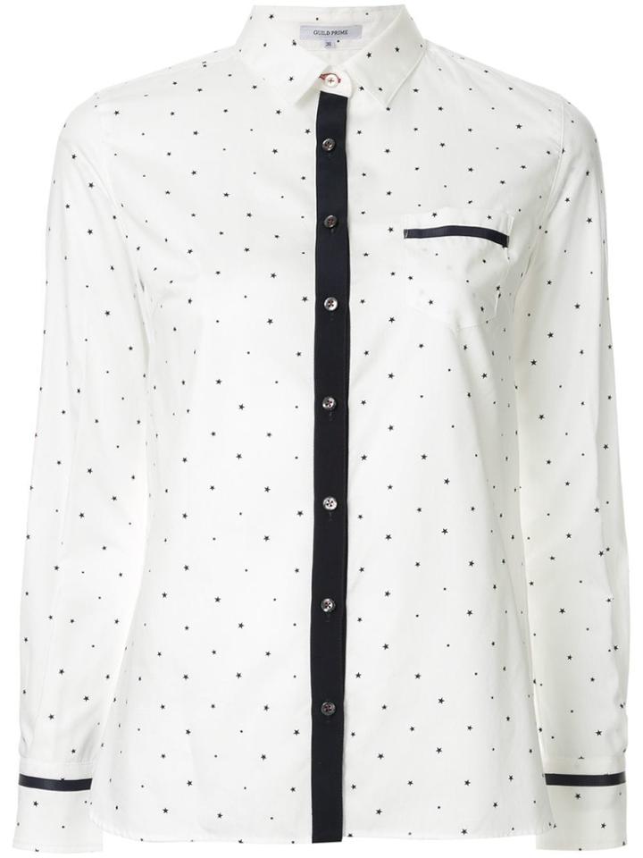Guild Prime Star Print Contrast Shirt - White