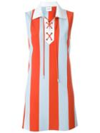 Iceberg Vertical Stripes Dress, Women's, Size: 42, Blue, Viscose/polyester/polyamide/leather
