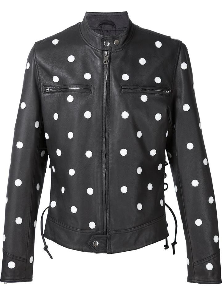 Jeremy Scott Dot Leather Bomber Jacket