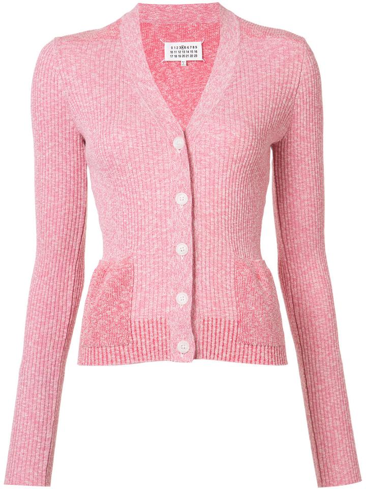 Maison Margiela Ribbed Cardigan, Women's, Size: Large, Pink/purple, Cotton/polyimide/polyester