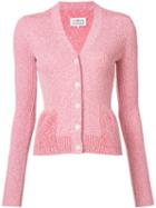 Maison Margiela Ribbed Cardigan, Women's, Size: Large, Pink/purple, Cotton/polyimide/polyester