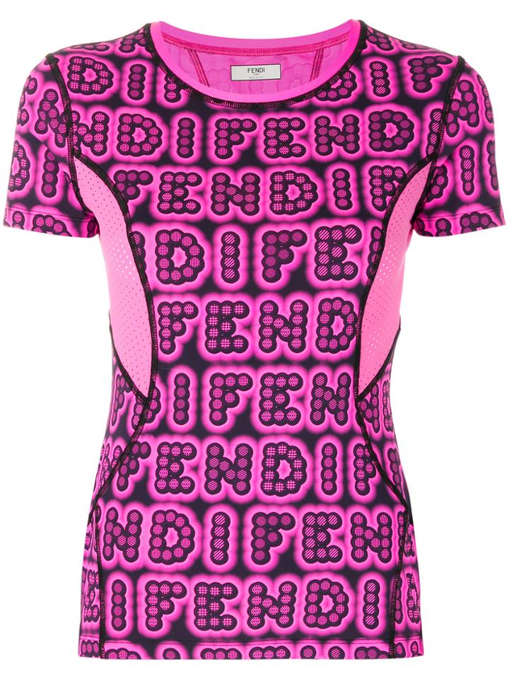 Fendi Panelled Logo T-shirt - Pink & Purple