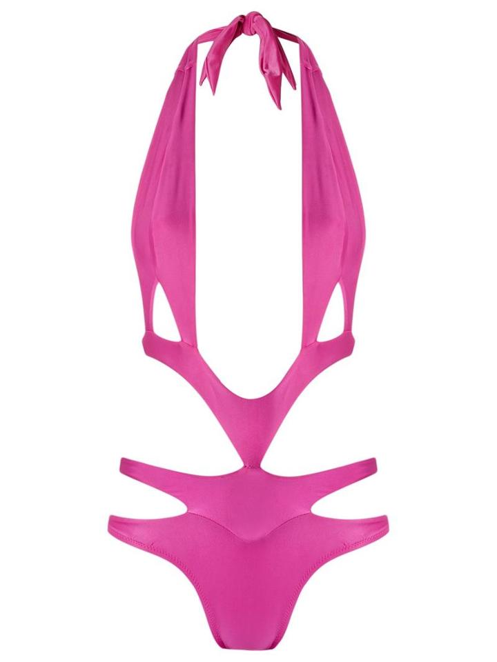 Amir Slama - Strappy Swimsuit - Women - Elastodiene - P, Pink/purple, Elastodiene