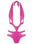 Amir Slama - Strappy Swimsuit - Women - Elastodiene - P, Pink/purple, Elastodiene