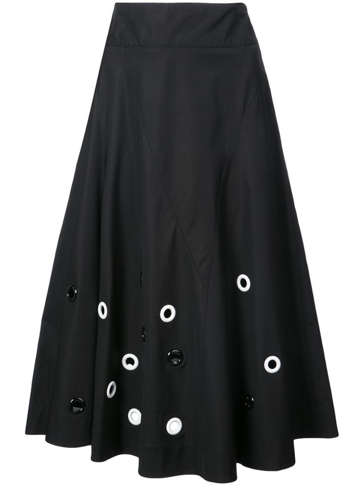 Derek Lam Embroidered Flare Skirt - Black