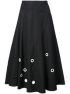 Derek Lam Embroidered Flare Skirt - Black