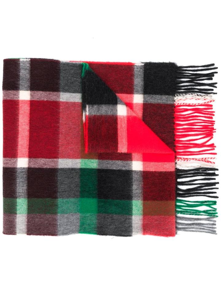 Begg & Co Checked Fringed Scarf - Red