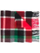 Begg & Co Checked Fringed Scarf - Red