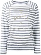 Brunello Cucinelli Slogan Front Striped Sweater, Women's, Size: Small, Grey, Cashmere/virgin Wool