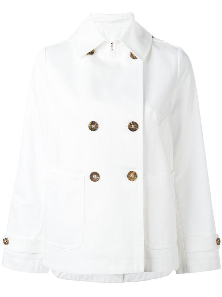 Alberto Biani Boxy Double-breasted Jacket, Women's, Size: 44, White, Cotton