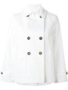 Alberto Biani Boxy Double-breasted Jacket, Women's, Size: 44, White, Cotton