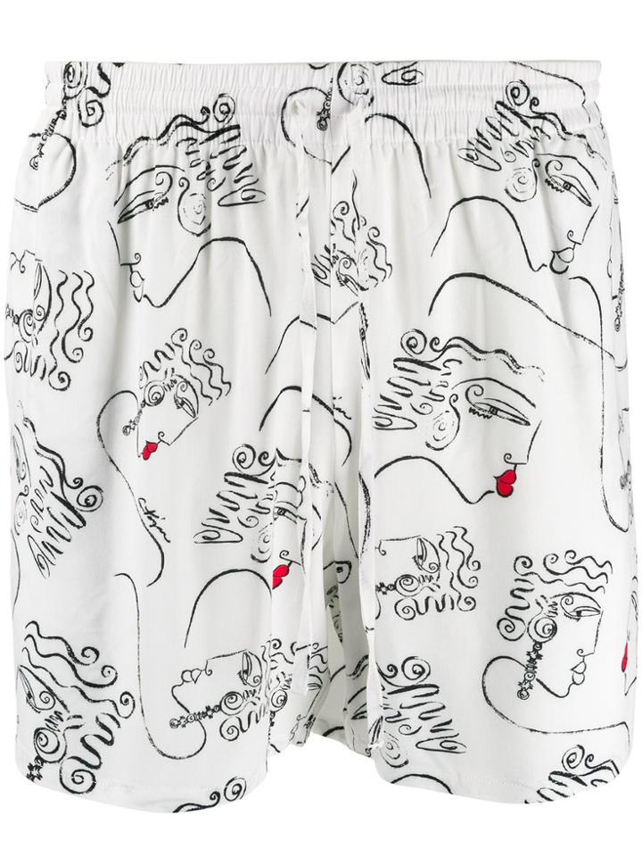 Esteban Cortazar Printed Drawstring Shorts - White