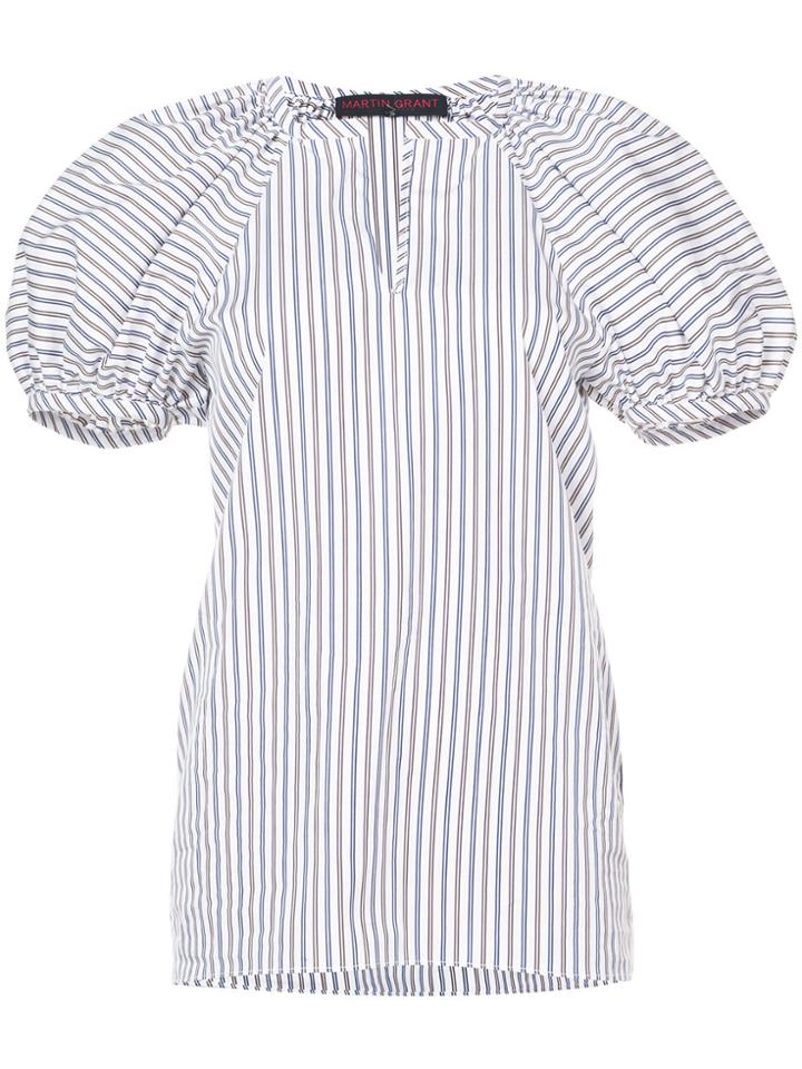 Martin Grant Puff Sleeve Striped Blouse - White