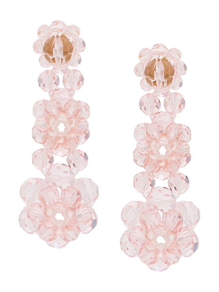 Simone Rocha Crystal Beaded Drop Earrings - Pink