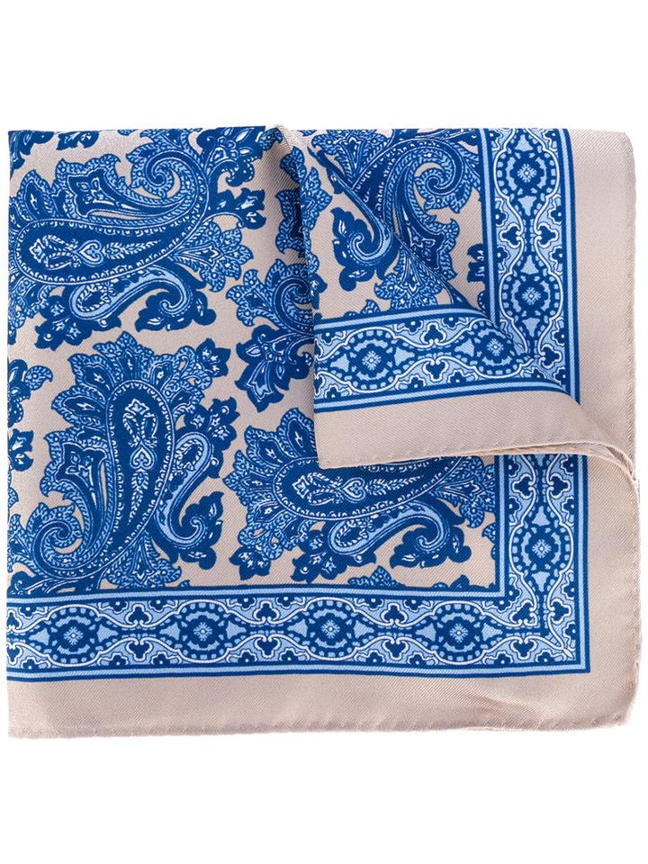 Borrelli - Floral Print Scarf - Men - Silk - One Size, Blue, Silk