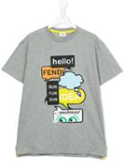 Fendi Kids Printed T-shirt, Size: 14 Yrs, Grey