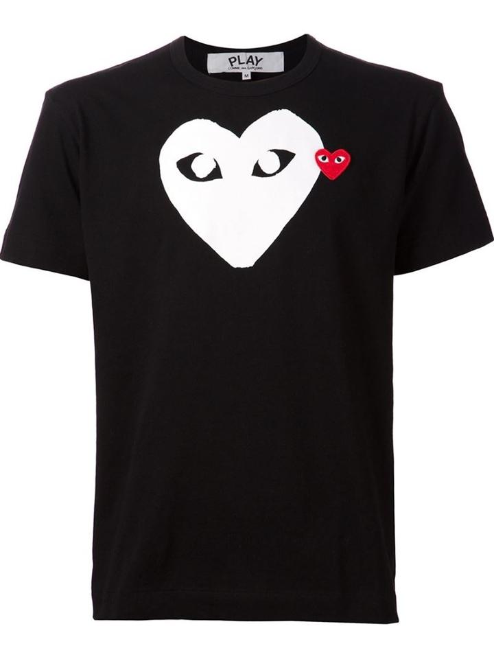 Comme Des Garçons Play Printed Heart T-shirt, Men's, Size: Large, Black, Cotton