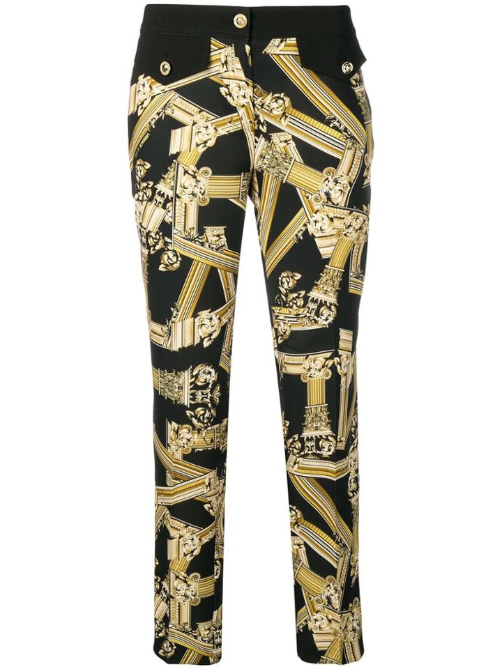 Versace Jeans Column Print Slim Trousers - Black