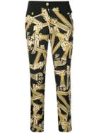 Versace Jeans Column Print Slim Trousers - Black