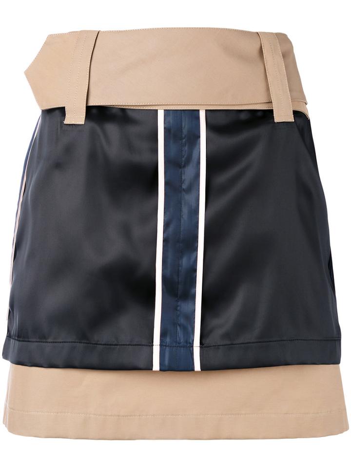Opening Ceremony - Silk Panel Mini Skirt - Women - Cotton/polyester/bemberg - 8, Nude/neutrals, Cotton/polyester/bemberg