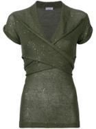 Brunello Cucinelli Sequinned Knitted Top - Green