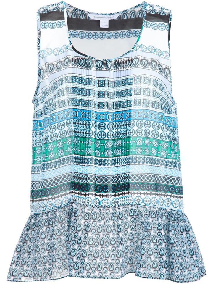 Diane Von Furstenberg Printed Peplum Hem Top