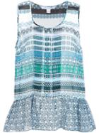 Diane Von Furstenberg Printed Peplum Hem Top