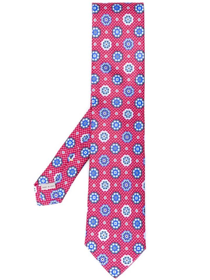 Canali Patterned Pointed-tip Tie - Red