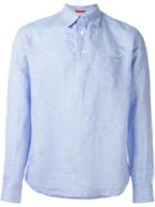 Barena Chest Pocket Shirt, Men's, Size: 46, Blue, Linen/flax/cotton