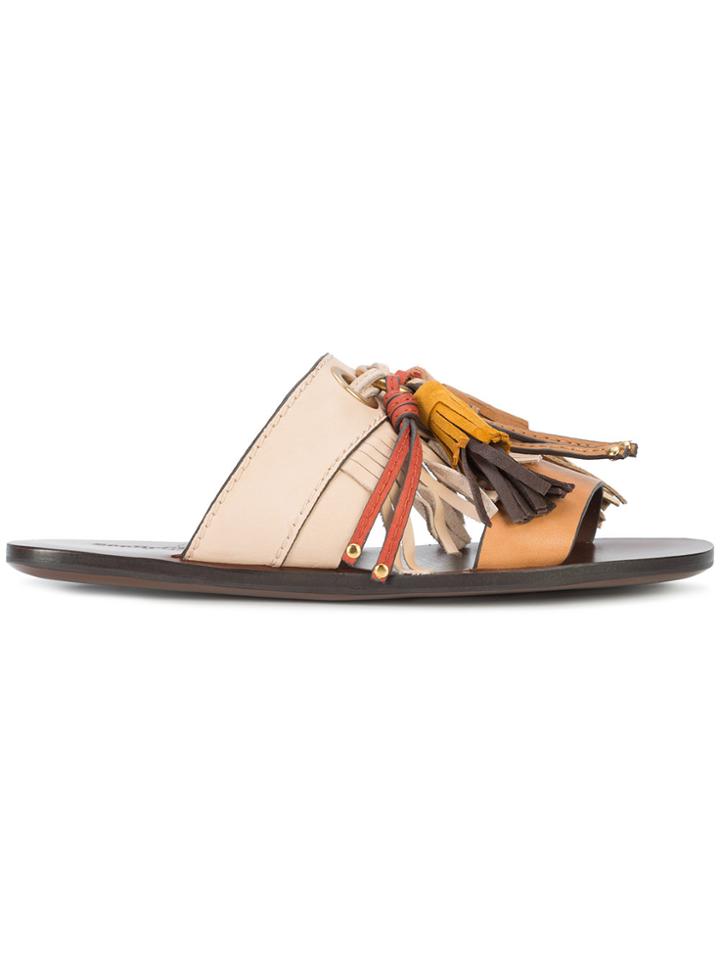 See By Chloé Tassel Slider Sandals - Brown