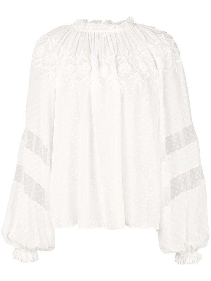 Ulla Johnson Point D'esprit Tie Neck Blouse - White