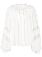 Ulla Johnson Point D'esprit Tie Neck Blouse - White