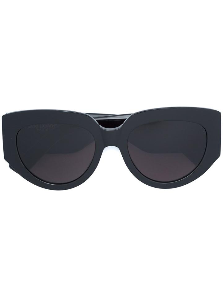 Saint Laurent Eyewear Round Oversized Temple Sunglasses - Black