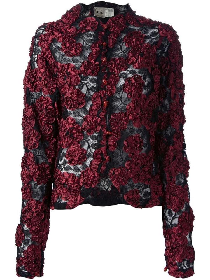 Krizia Pre-owned Appliqué Floral Lace Jacket - Black