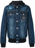 Philipp Plein - Hooded Denim Jacket - Men - Cotton/polyester/spandex/elastane - M, Blue, Cotton/polyester/spandex/elastane