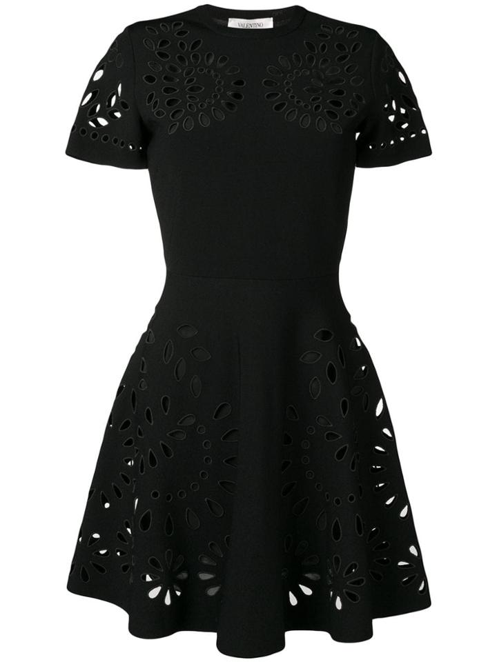 Valentino Cut Work Embroidered Dress - Black