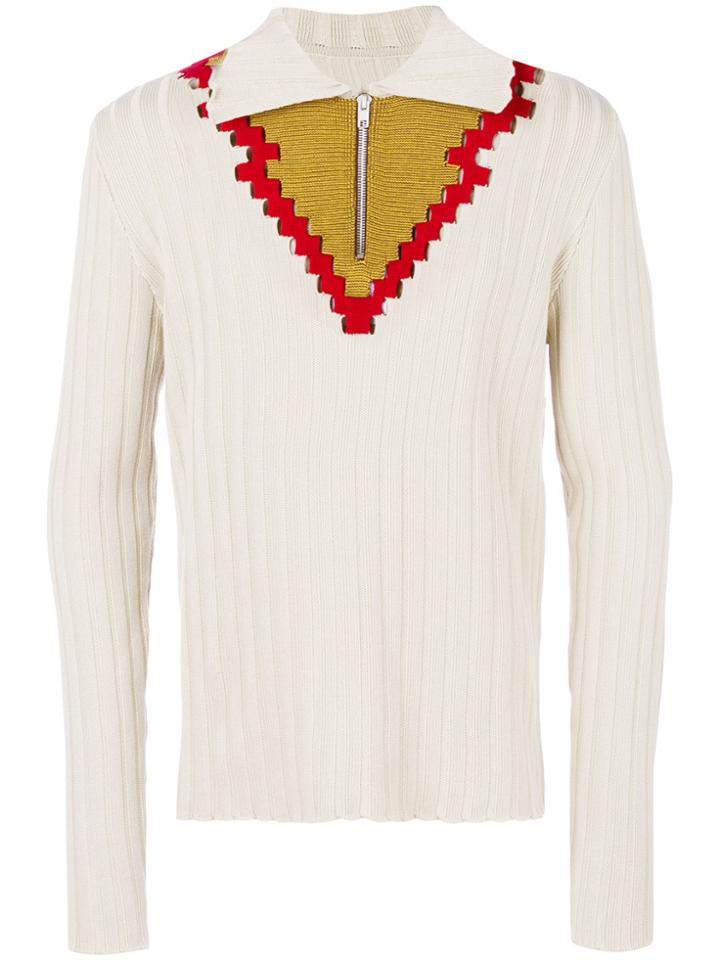Maison Margiela Front Zipped Jumper - Nude & Neutrals