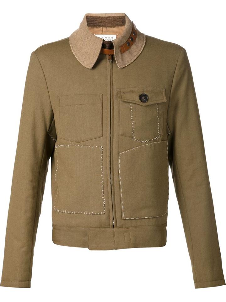Maison Margiela Multi-pocket Jacket, Men's, Size: 48, Green, Ramie/polyamide/virgin Wool
