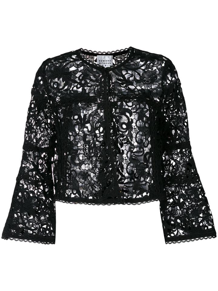Edward Achour Paris Cropped Lace Jacket - Black