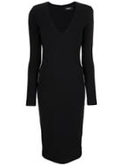 Dsquared2 - V-neck Dress - Women - Polyamide/spandex/elastane/virgin Wool - S, Black, Polyamide/spandex/elastane/virgin Wool
