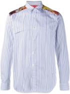 Comme Des Garçons Homme Plus Floral Yoke Striped Shirt, Men's, Size: Large, White, Cotton/polyester