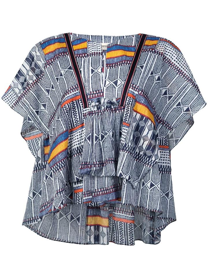 Lemlem Kente Printed Ruffle Top - Blue