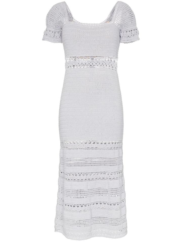 She Made Me Jaya Cotton Crochet Midi Dress - Blue
