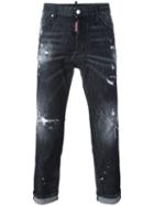 Dsquared2 Glamhead Distressed Detail Jeans, Men's, Size: 46, Black, Cotton/spandex/elastane